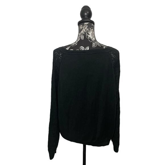 Garnet Hill Bellamy Batwing Pointelle Sweater Tanguis Cotton Baby Alpaca Large - Picture 10 of 11